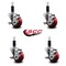 Service Caster 3'' Red Poly Swivel 1-1/8'' Expanding Stem Caster Set with Brake, 4PK SCC-EX20S314-PPUB-RED-TLB-118-4 - alternate 4